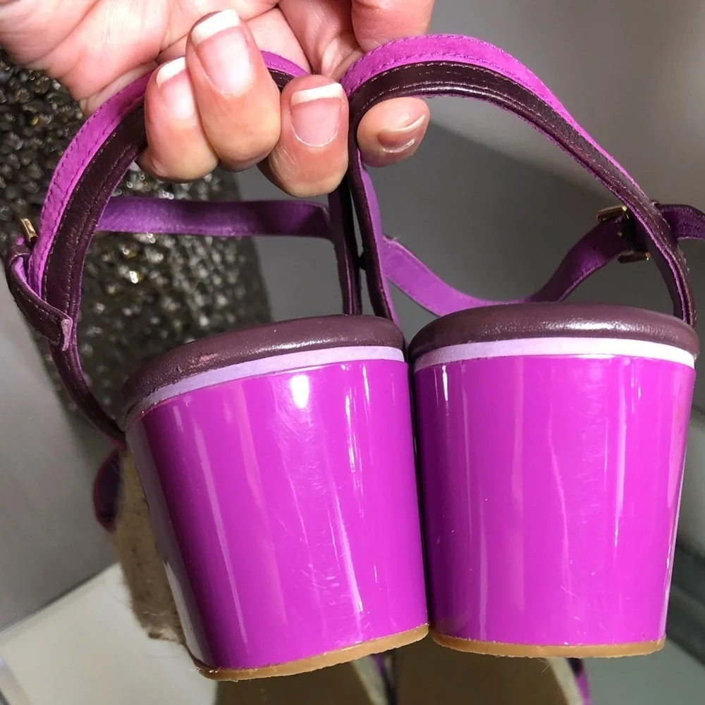 Colé haan purple wedge sandals size 7.B